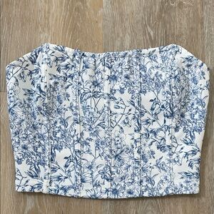 Floral Blue and White Corset Top